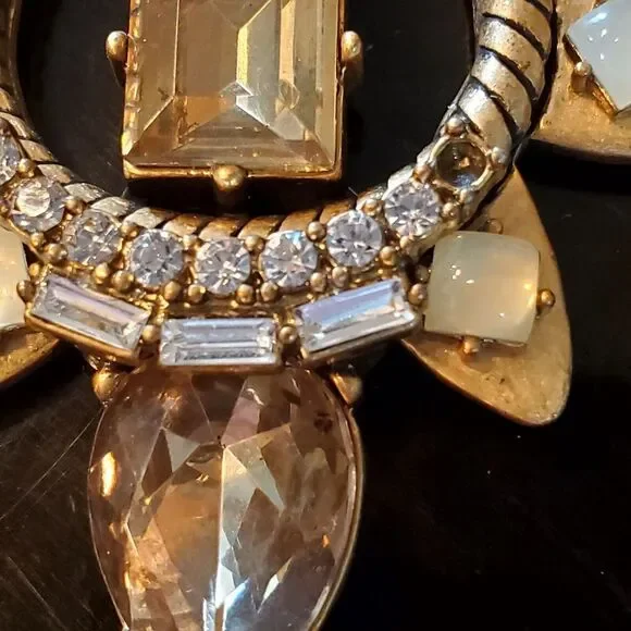 Stella & Dot Soliel Necklace Jewelry Gold Tone Crystal Rhinestones Neutral *note - Picture 10 of 10